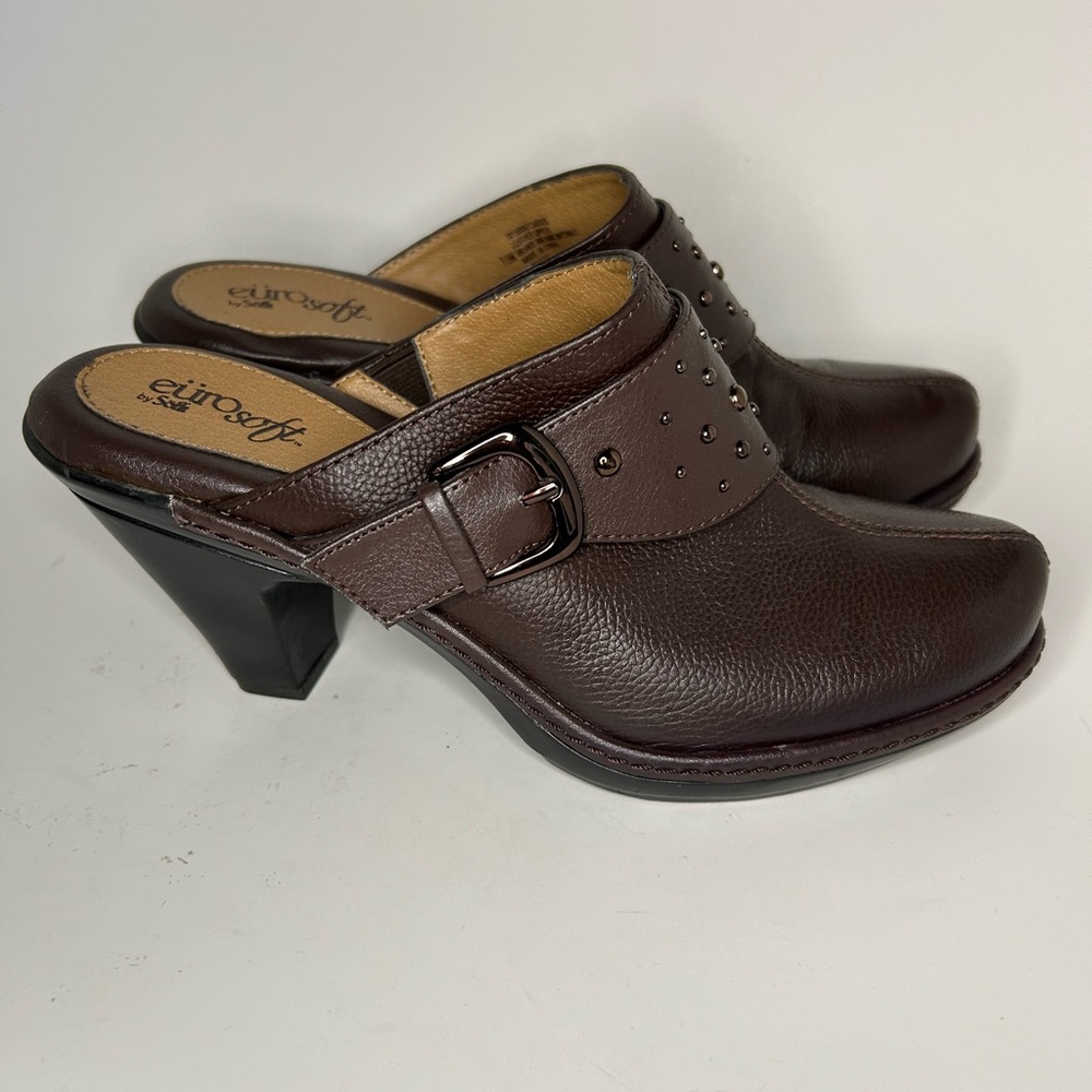 Eurosoft Leather Studded Brown Slip On Clog Size 7.5 - Picture 9 of 10